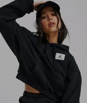Jordan Essentials Cropped Fleece Hoodie w/ Flight Patch sz S